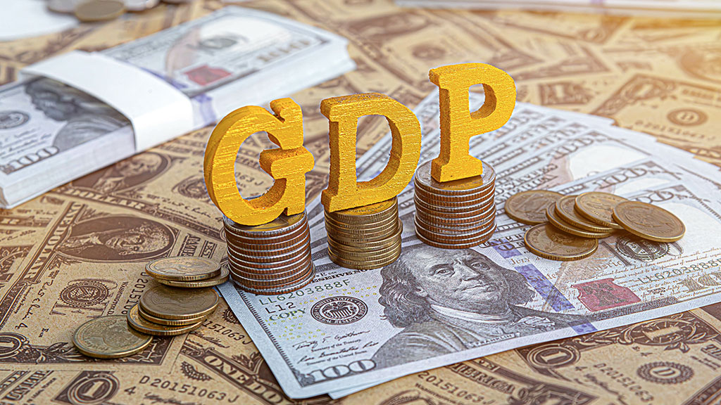 Logo GDP auf Münzen und Noten